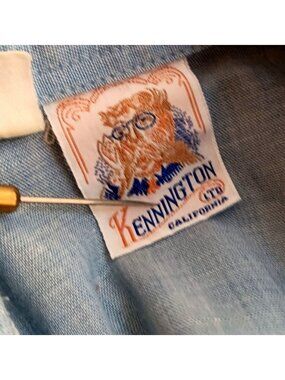 True Vintage Kennington Shirt Medium Blue Zippered Pockets 197s 80s Nerd Indy